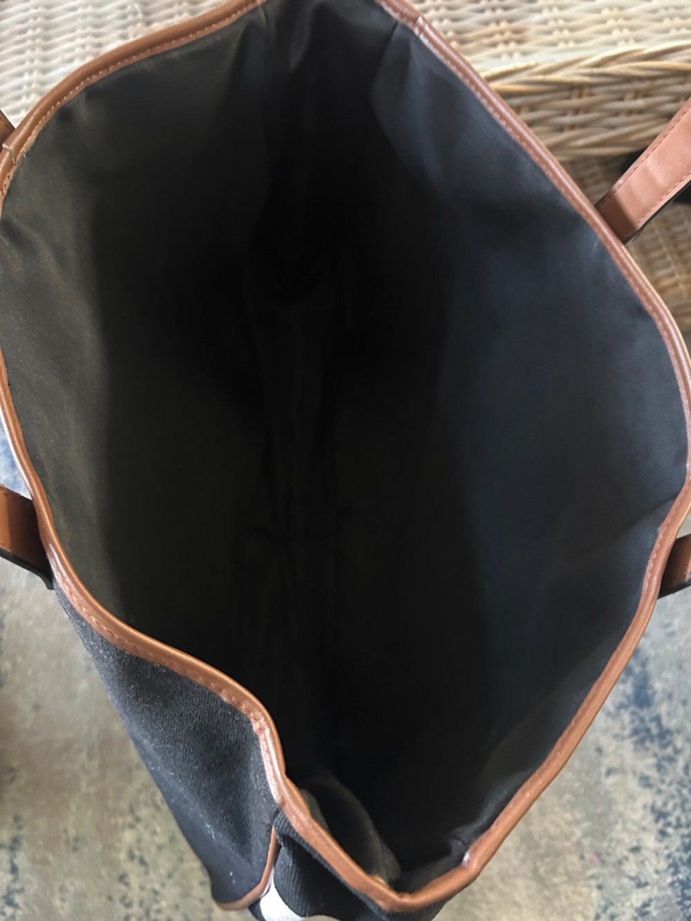 Victoria's Secret Black Tote with Brown Handles - Picture 3 of 6